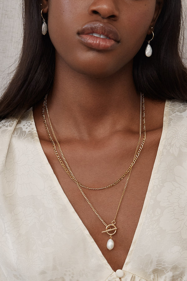 Collier Freshwater - Plaqué or