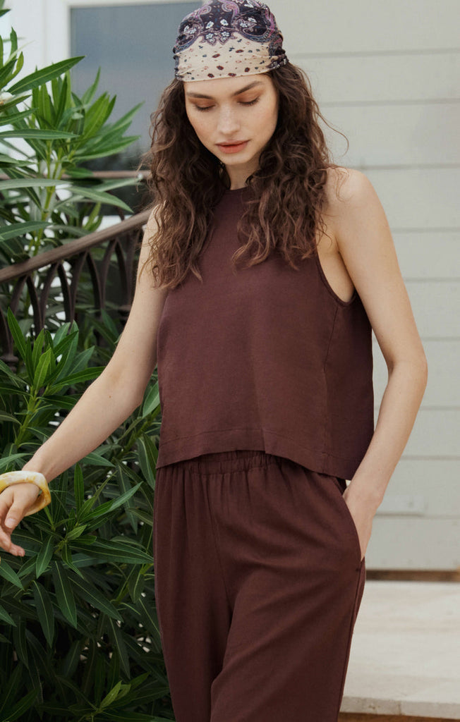 Camisole Sloane Linen  - Chocolat