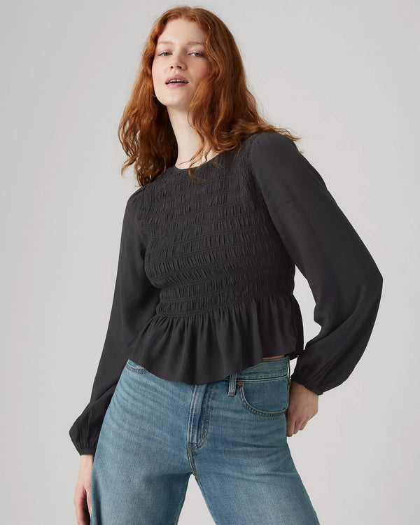 Blouse Smocked Fleur - Noir